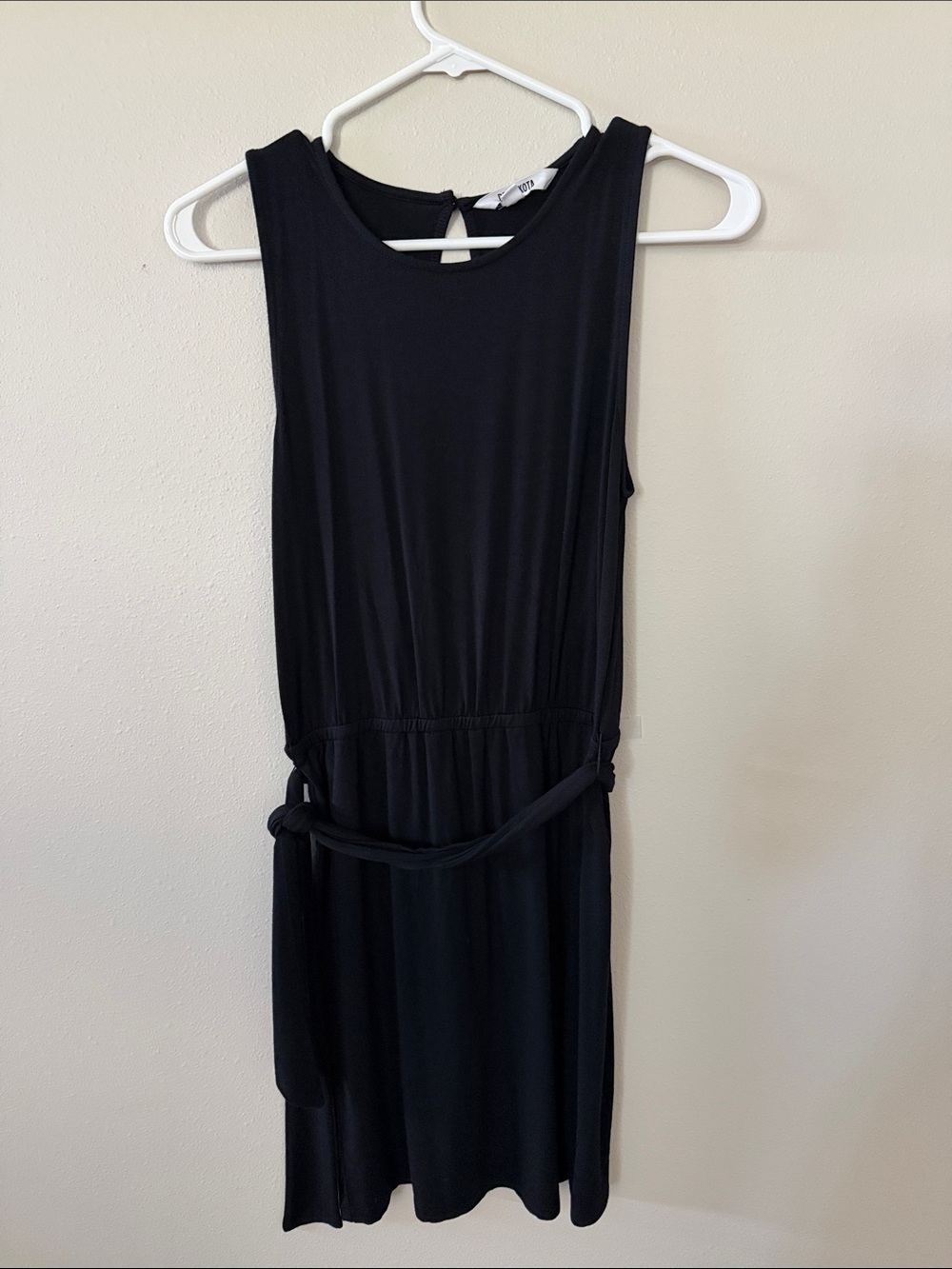 Classic Black Sleeveless Tie-Waist Dress